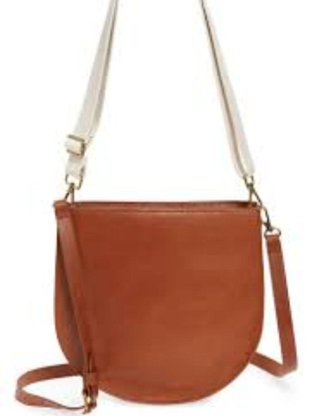 Madewell Transport Saddle Bag brown beige tan white strap leather